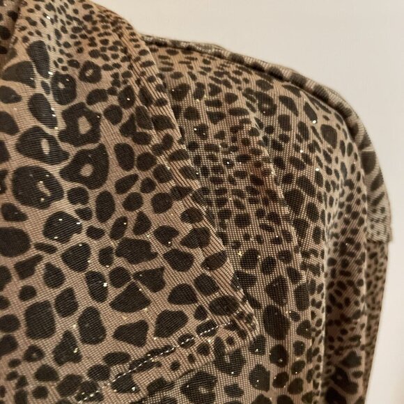 JM Collection Ladies 2 Piece Tank & Shirt Set Size Large Leopard Stretch Sparkle - Picture 3 of 12